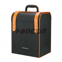 Hộp da đựng rượu vang cam đen 6 chai