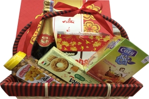Giỏ quà tết rượu Champagne 9 đồng tiền