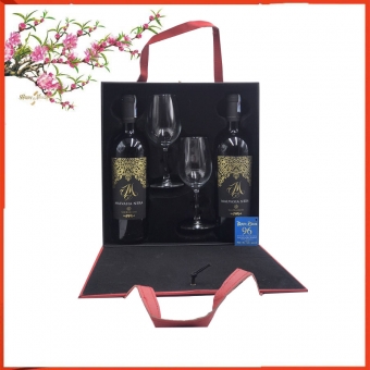 Hộp da đôi hai chai vang Ý M Malvasia Nera