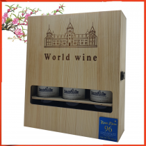 Hộp gỗ ba chai rượu vang Pháp Rombeau