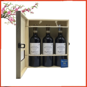 Hộp gỗ 3 chai vang Pháp Domaine de Sainte Cécile Cabernet Sauvignon | Quatetplaza.com