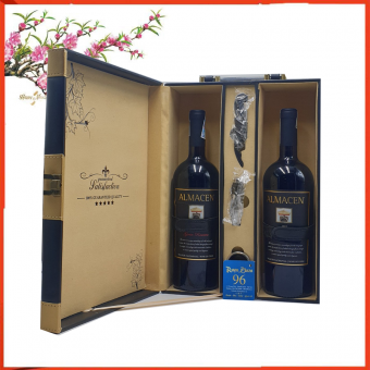 Hộp da hai chai vang Chile  Almacen