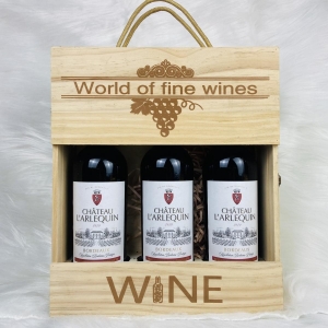 Hộp gỗ 3 Chai Vang Pháp CHATEAU L'ARLEQUIN 14%